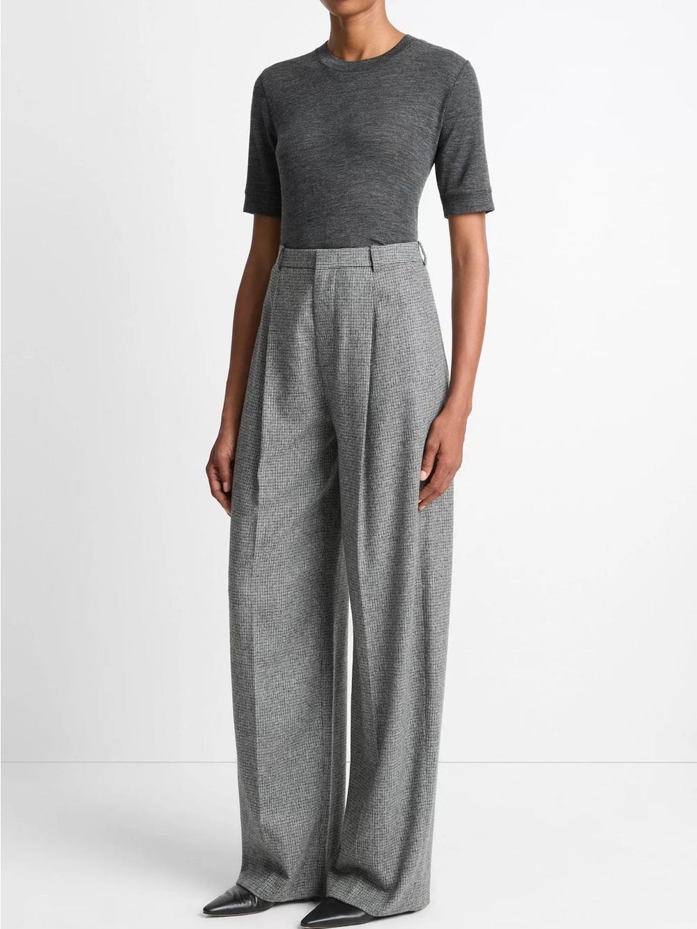 Roma Check Italian Wool-Blend High-Waist Trouser - Picture 2 of 9